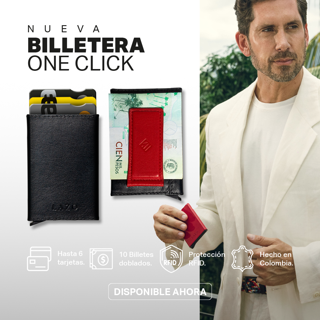 BILLETERA ONE CLICK NEGRA ROJA