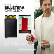 BILLETERA ONE CLICK NEGRA ROJA