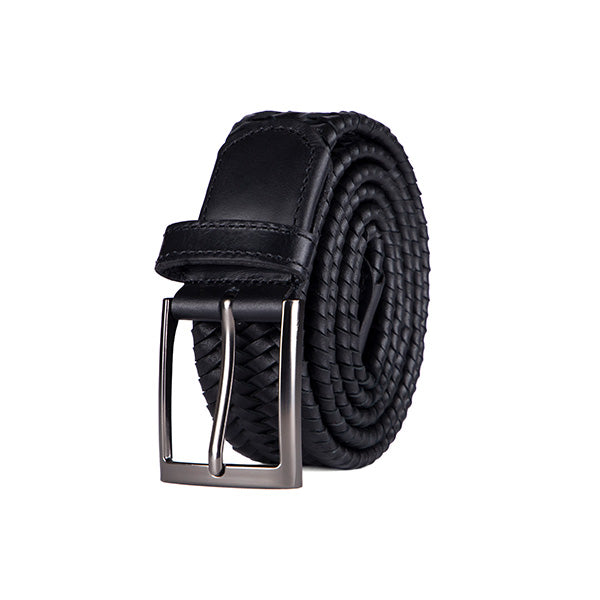 CINTURÓN TRENZADO CUERO NEGRO
