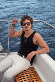 CINTURÓN TRENZADO CUERO NEGRO