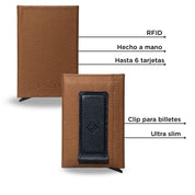 BILLETERA ONE CLICK CAFÉ AZUL