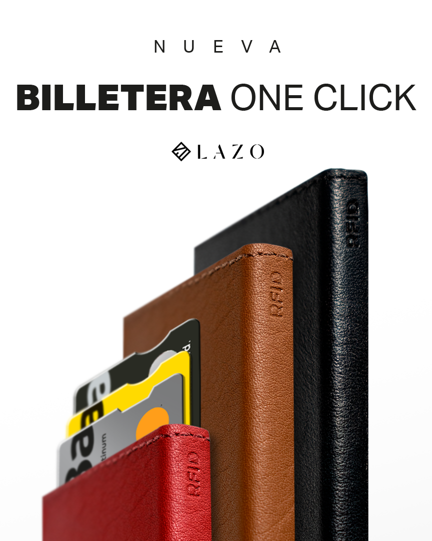 Billetera tarjetero negro y rojo one click ideal para llevar tarjetas y billetes, ideal para regalos o cambiar tu billetera vieja.