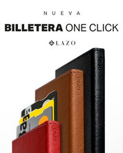 Billetera tarjetero negro y rojo one click ideal para llevar tarjetas y billetes, ideal para regalos o cambiar tu billetera vieja.
