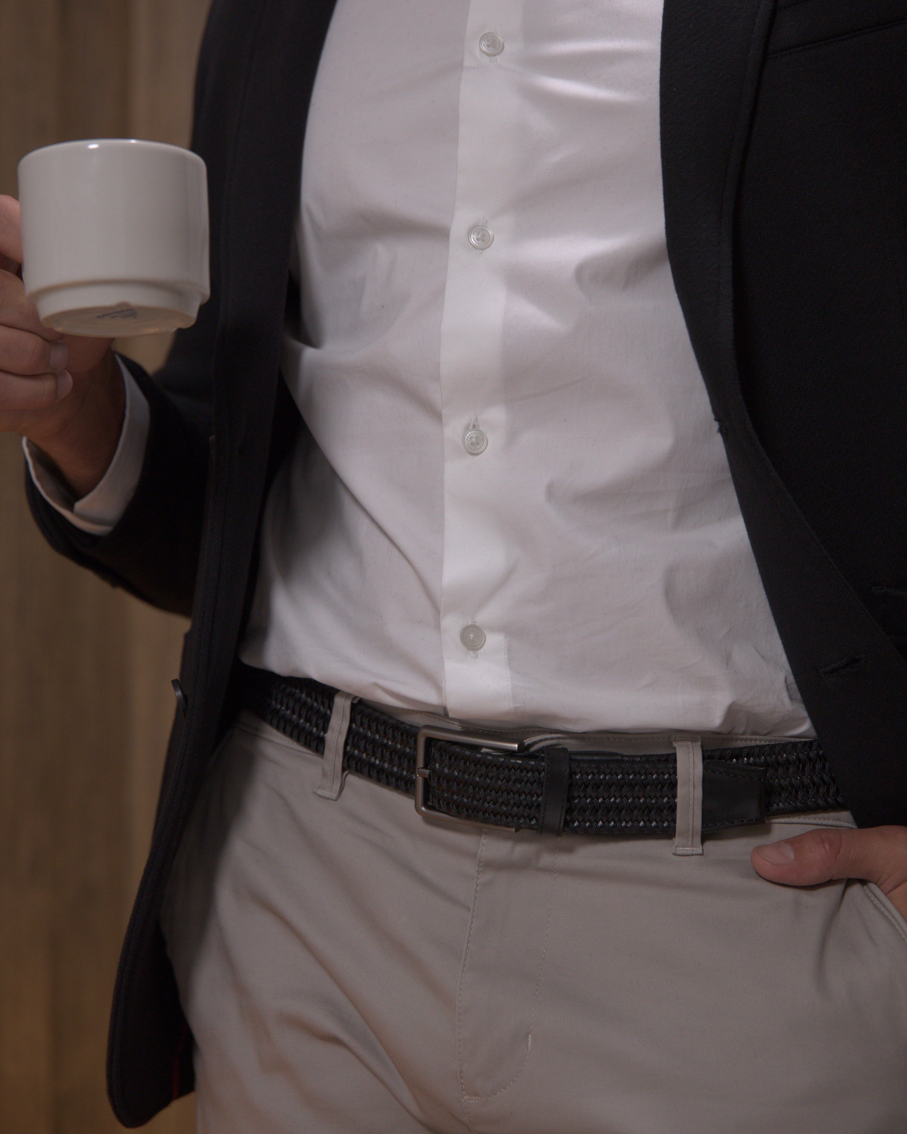 Cinturon trenzado para hombre cafe ideal para regalo, la oficina o un dia casual