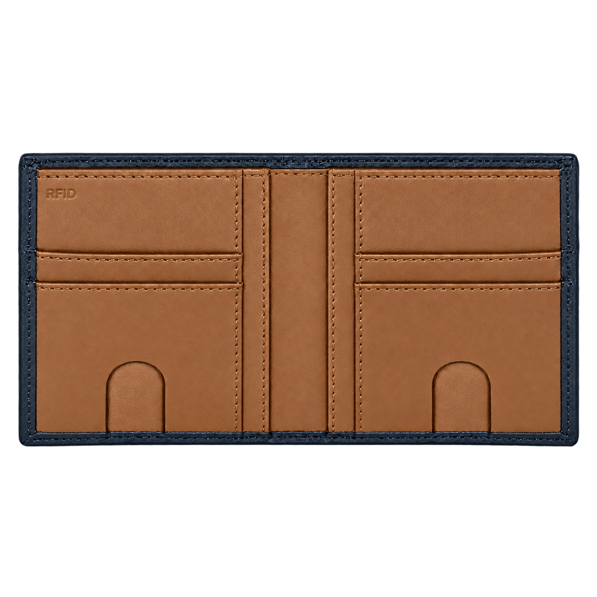 Billetera compact cuero (azul) — con grabado de iniciales