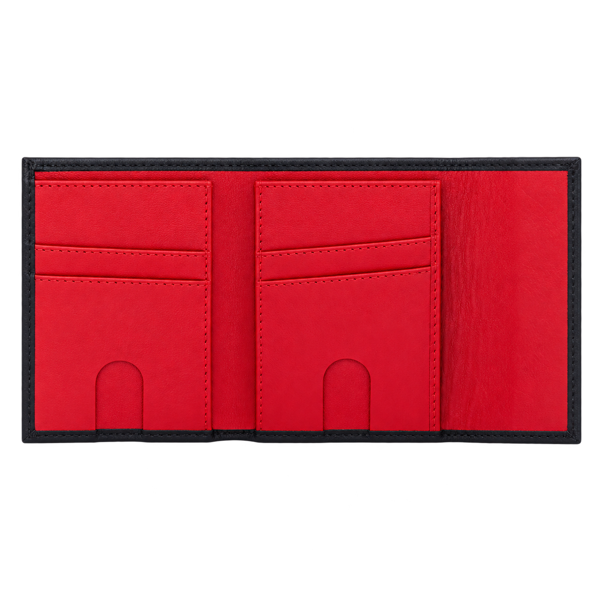 Billetera imán de cuero (negra - roja) — con grabado de iniciales