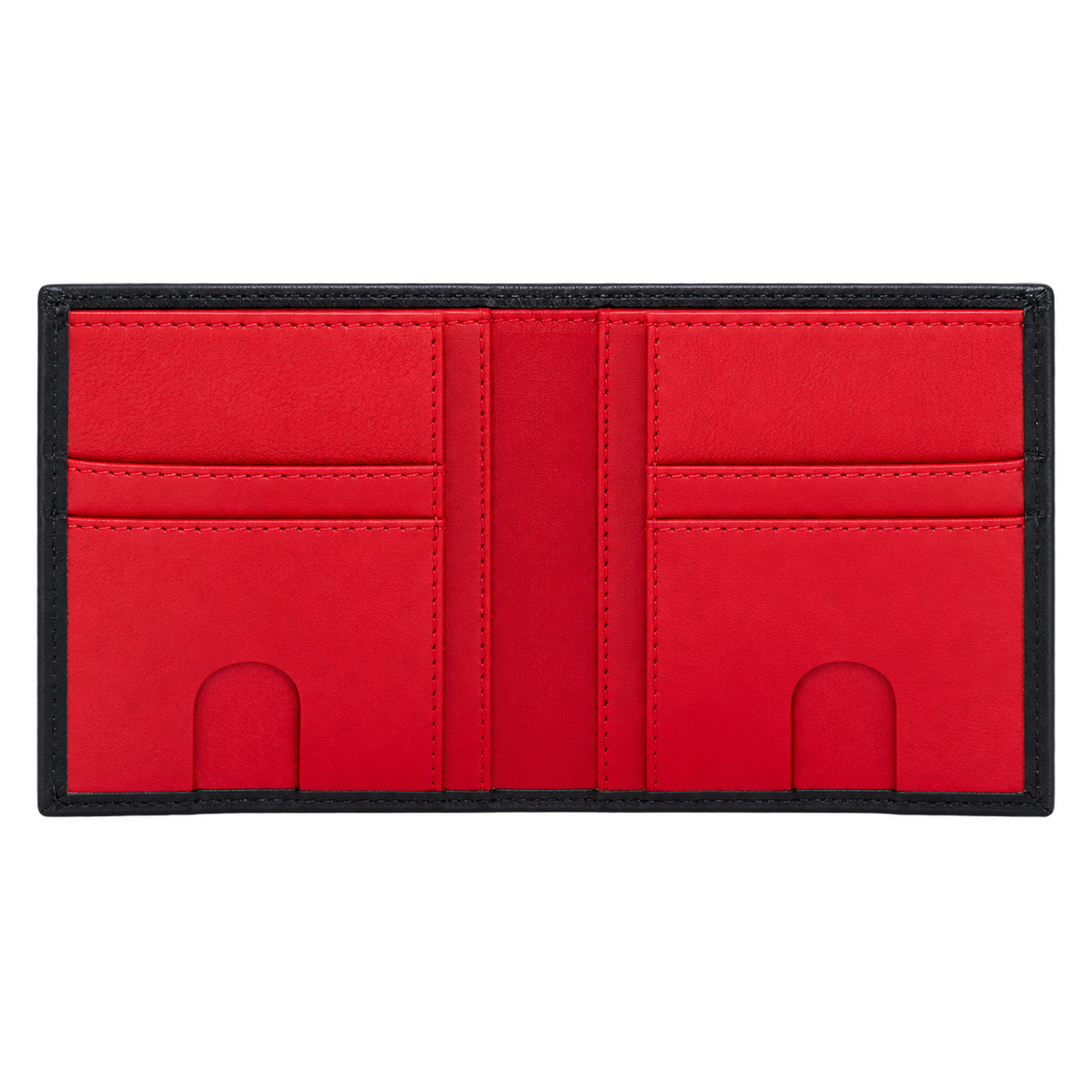 Billetera compact cuero (negra-roja) — con grabado de iniciales