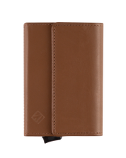 Billetera tarjetero de cuero cafe one click ideal para guardar tarjetas y billetes, ideal para regalo