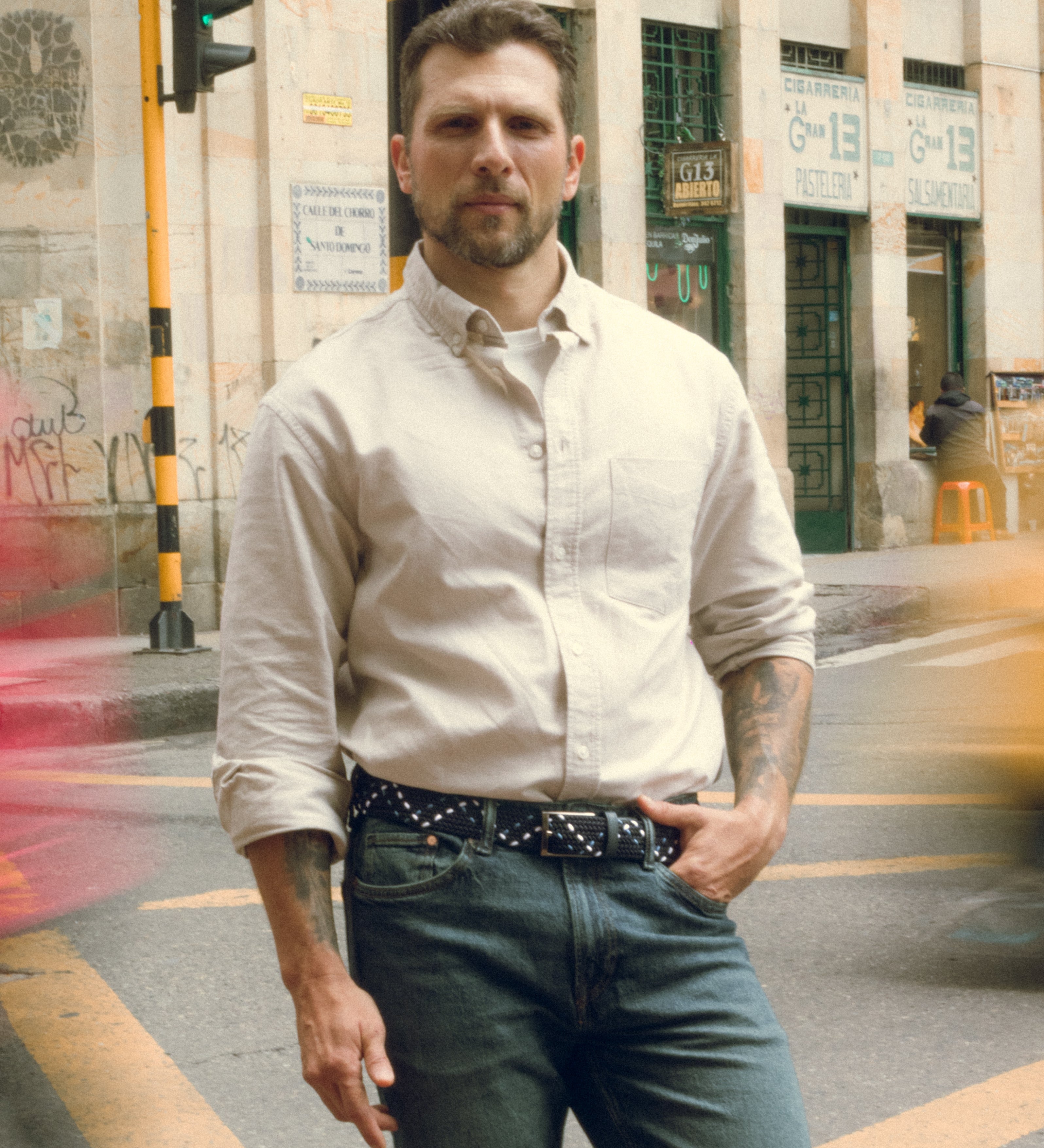 Cinturon trenzado para hombre color azul y cafe, ideal para dar un regalo, ir a la oficina o una salida casual