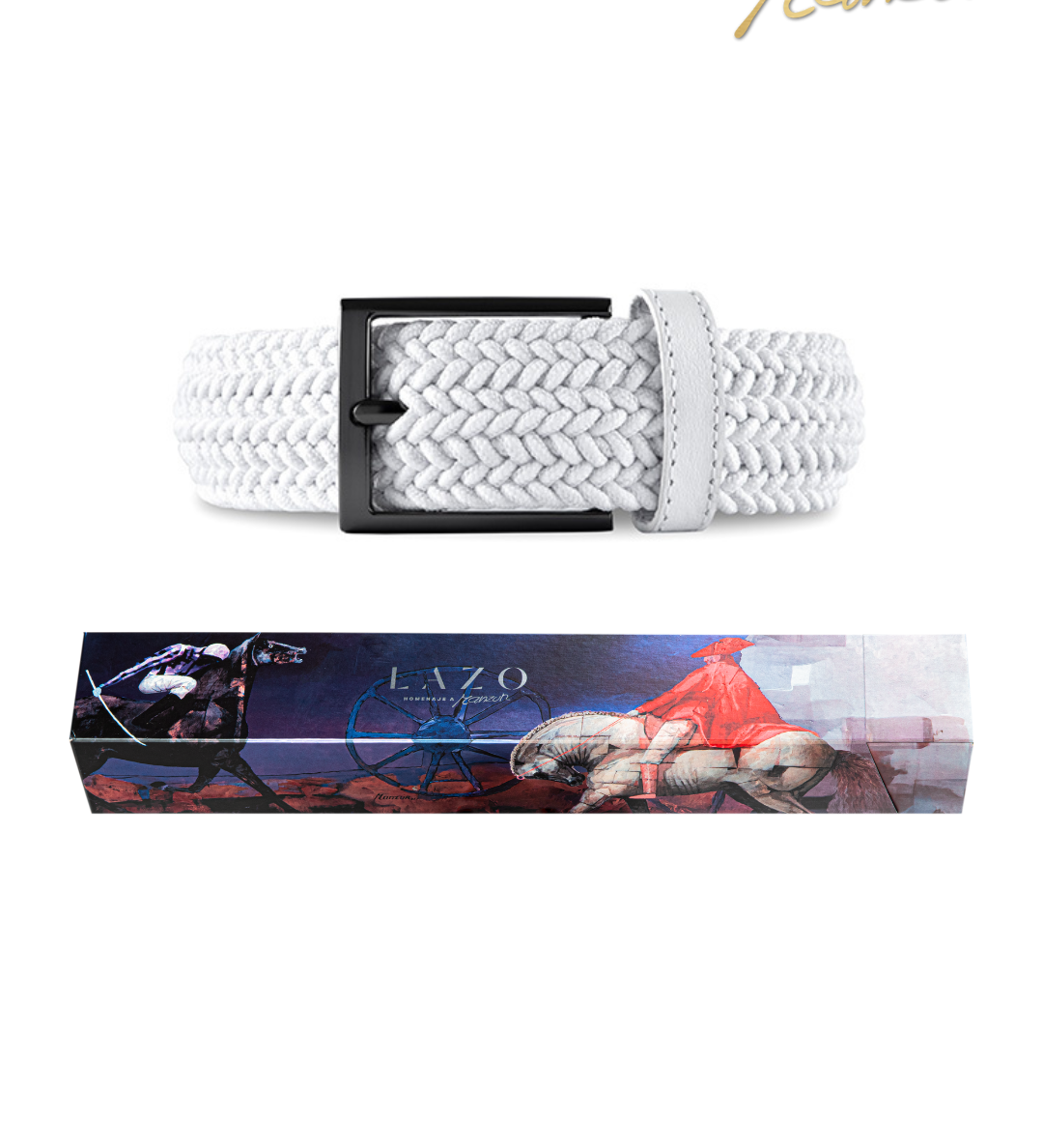 Cinturon trenzado blanco para hombre ideal para regalo, la oficina o un dia casual