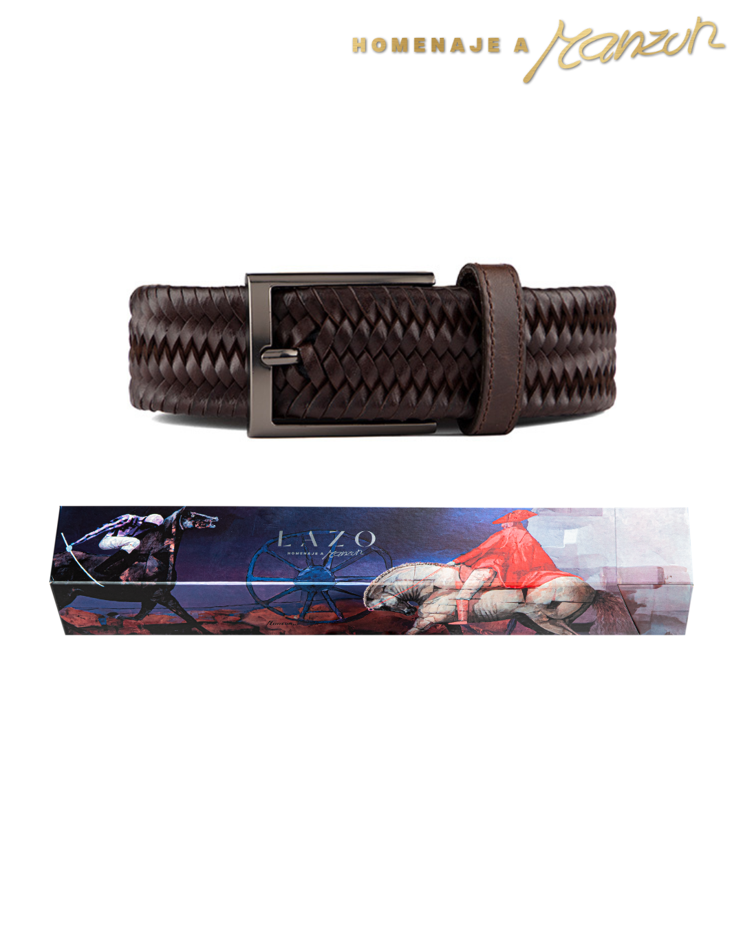 CINTURÓN TRENZADO CUERO CAFE