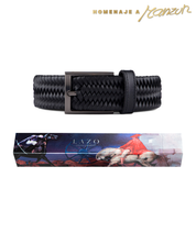 CINTURÓN TRENZADO CUERO NEGRO