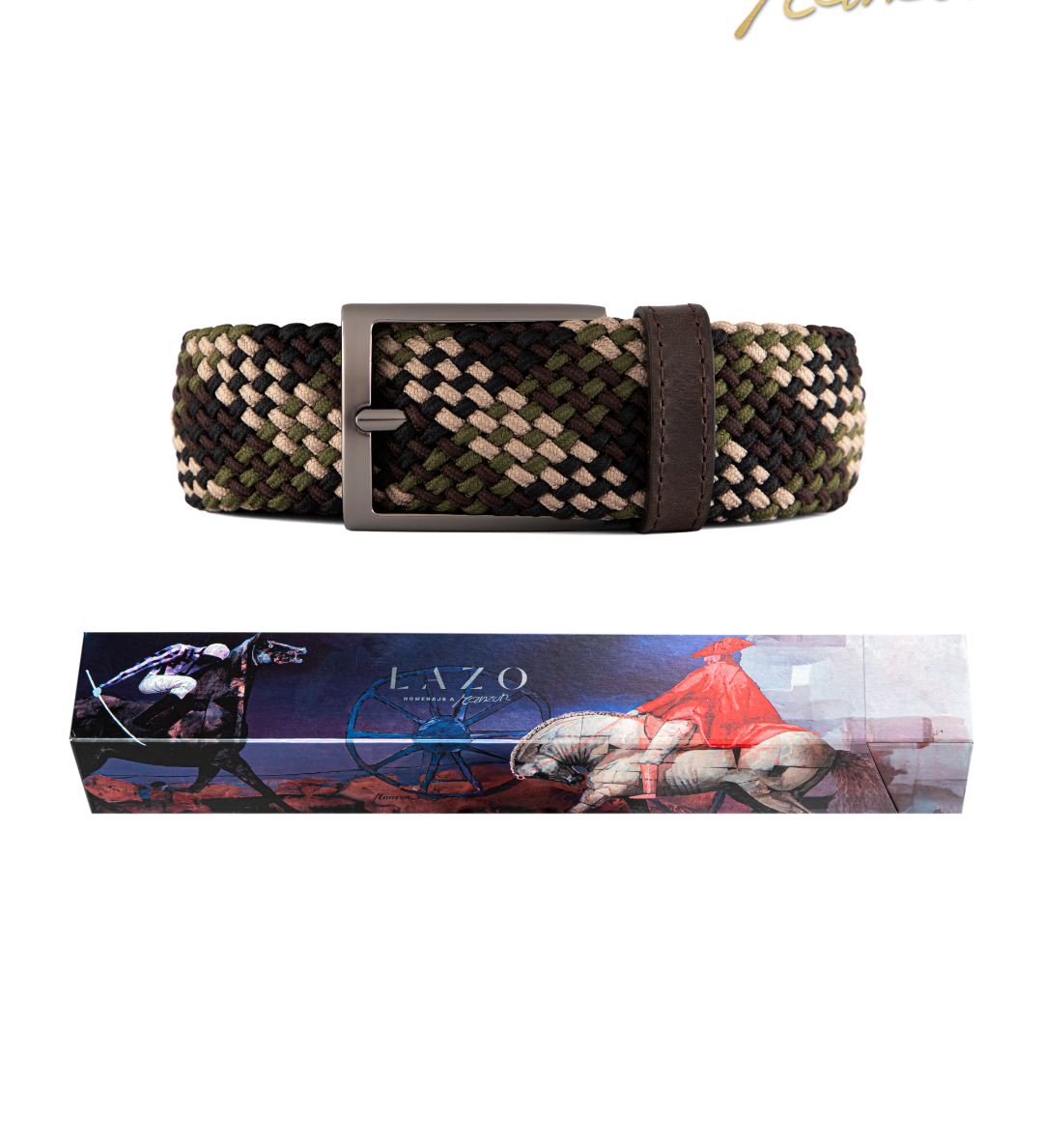 Cinturon trenzado beige, cafe y verde para hombre ideal para regalo, la oficina o un dia casual