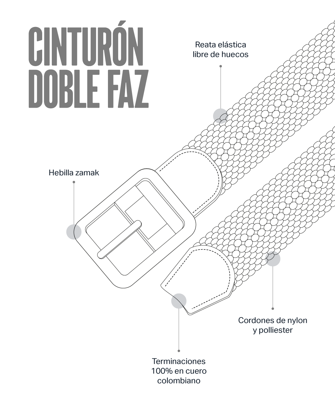 CINTURÓN LAZO DOBLEFAZ BRÚJULA