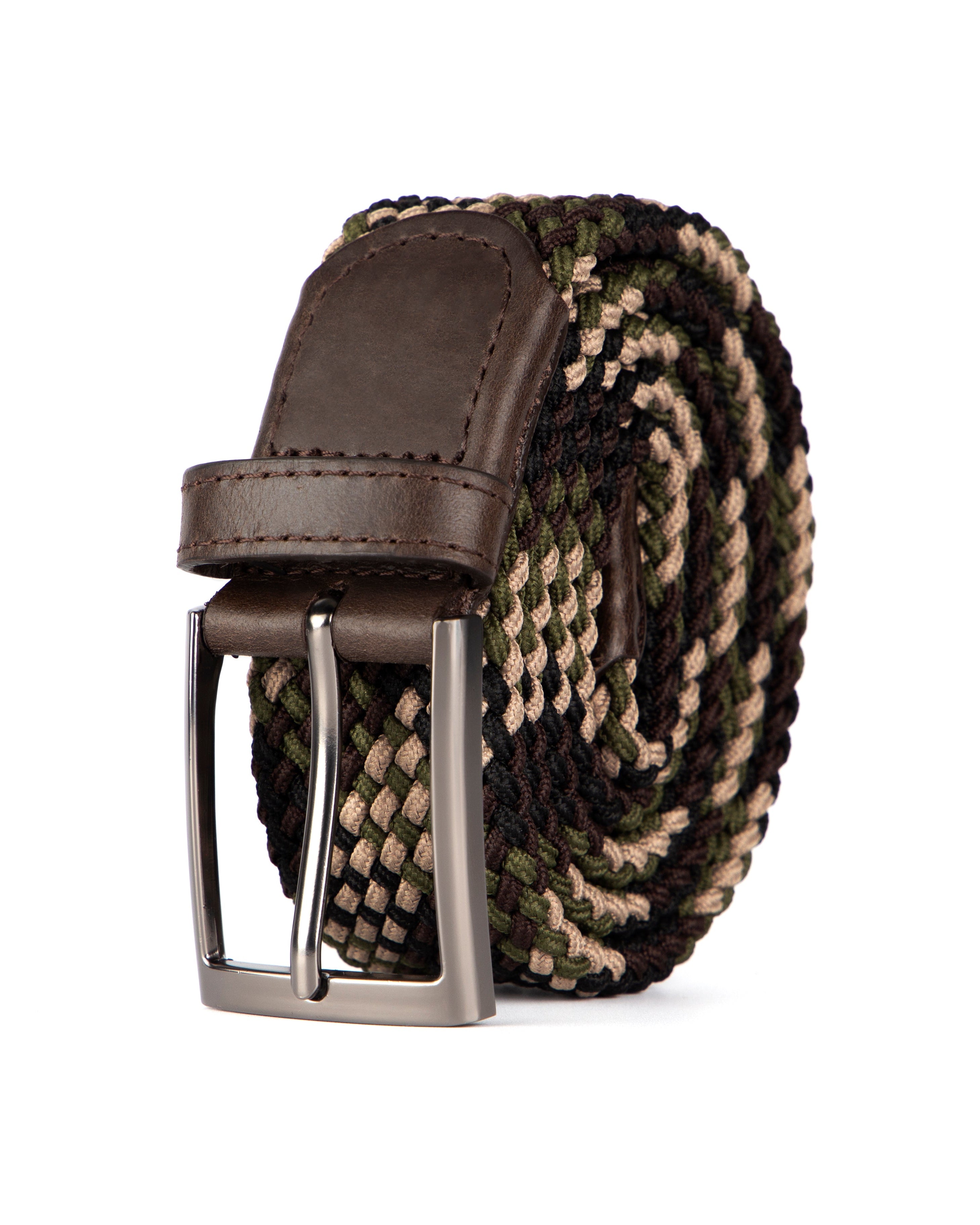Cinturon trenzado beige, cafe y verde para hombre ideal para regalo, la oficina o un dia casual