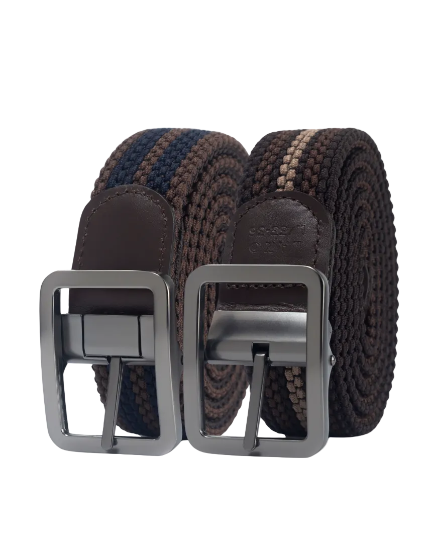 Cinturon Doblefaz trenzado para hombre negro azul y cafe 
