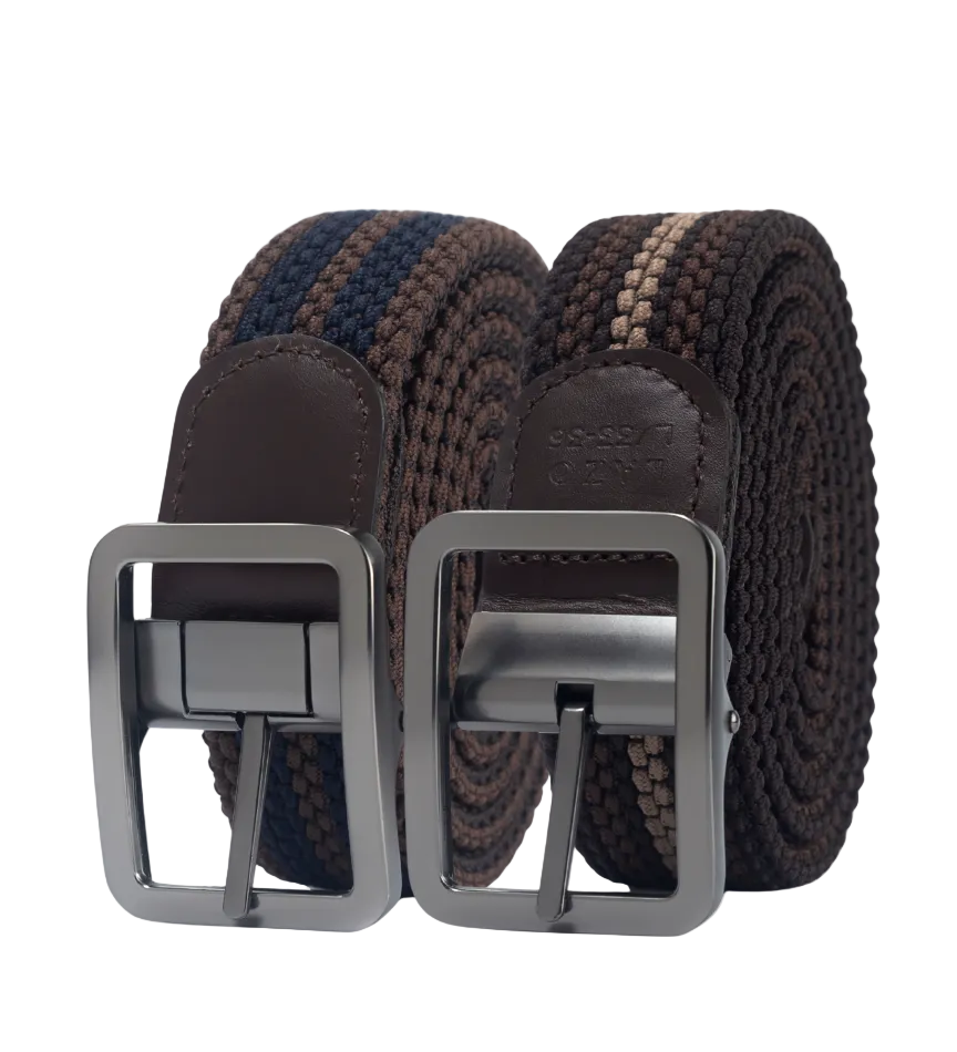 Cinturon Doblefaz trenzado para hombre negro azul y cafe 