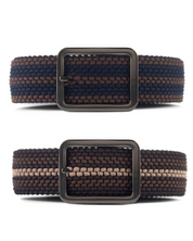 Cinturon doblefaz trenzado cafe, azul y beige para hombre