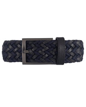 Cinturon de cuero trenzado color negro y azul para hombre ideal para regalo, la oficina o una salida casual
