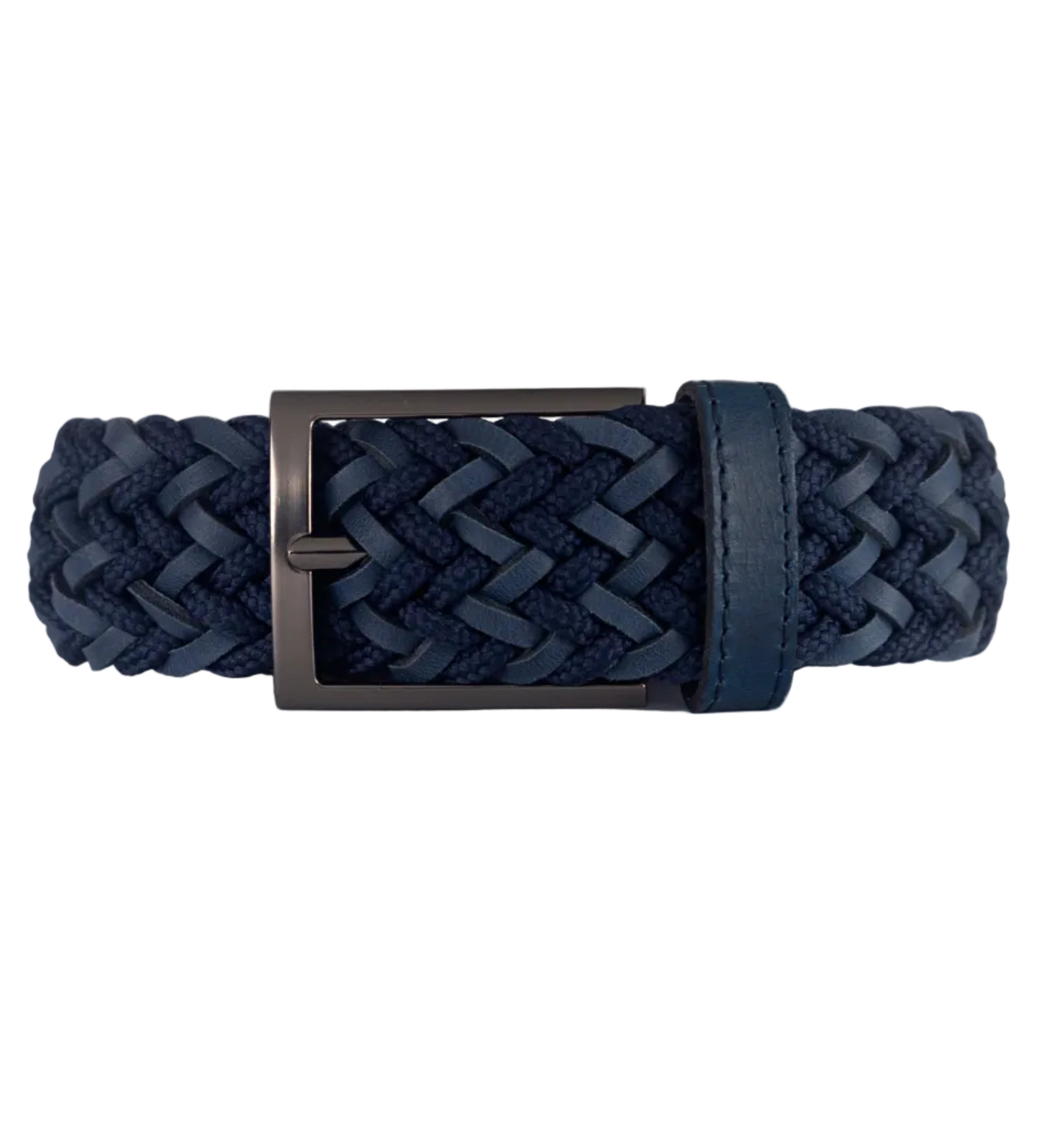 CINTURON DE CUERO TRENZADO AZUL PARA HOMBRE