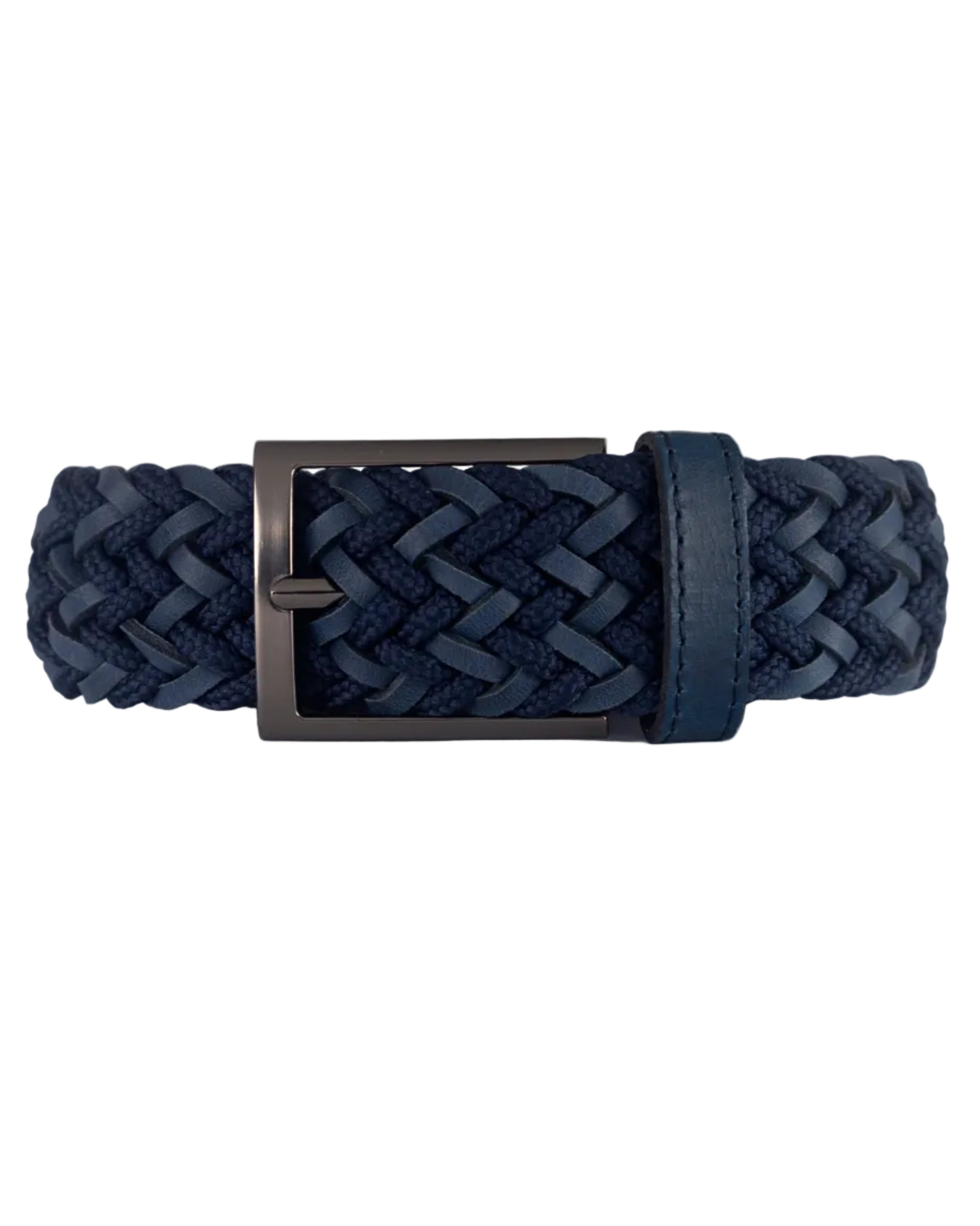 CINTURON DE CUERO TRENZADO AZUL PARA HOMBRE