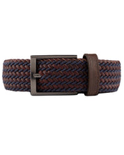 Cinturon trenzado de cuero cafe y azul para hombre ideal para regalo, a oficina o un dia casual