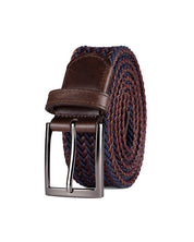 Cinturon trenzado de cuero cafe y azul para hombre ideal para regalo, a oficina o un dia casual
