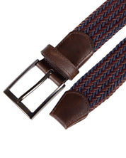 Cinturon trenzado de cuero cafe y azul para hombre ideal para regalo, a oficina o un dia casual