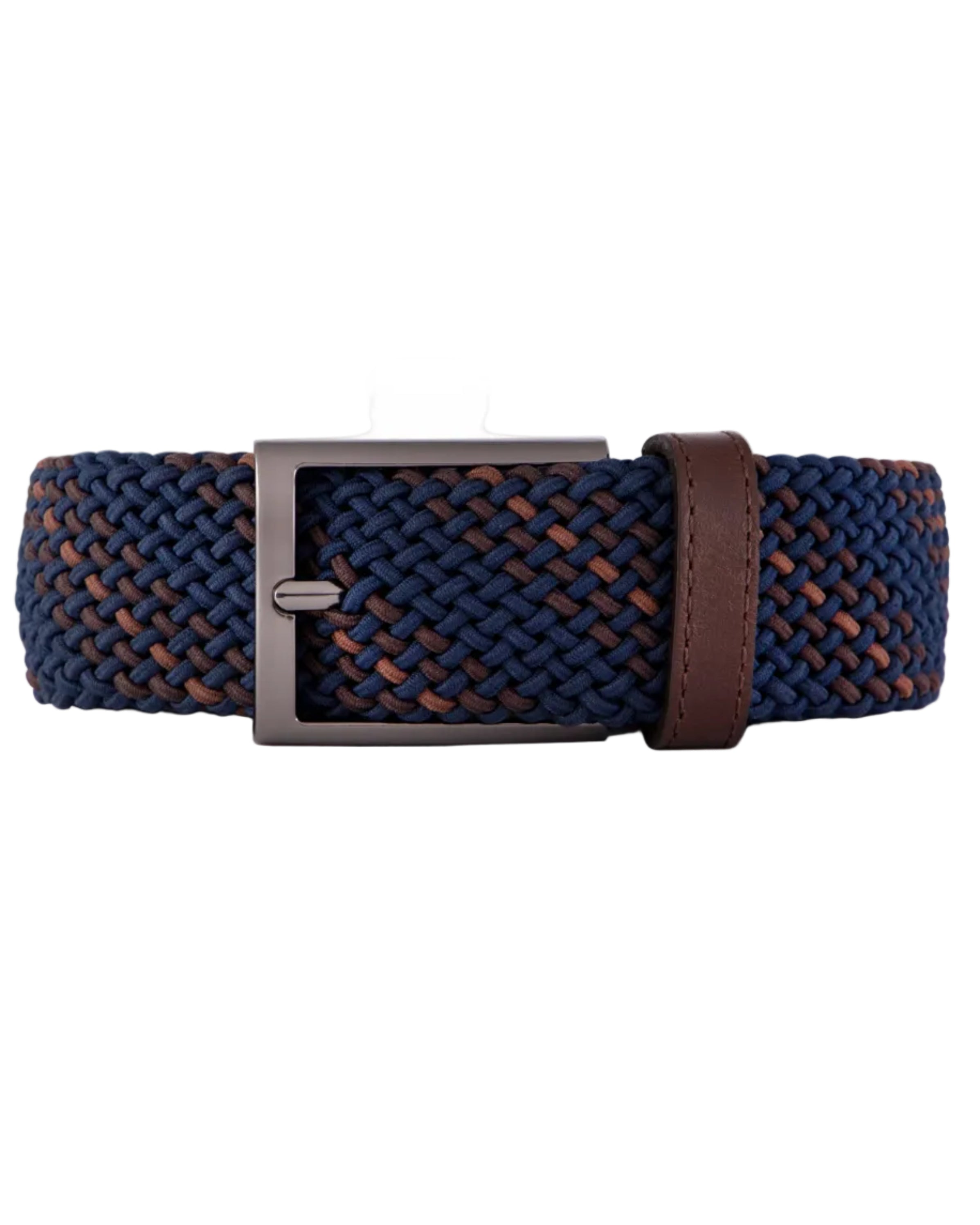 Cinturon trenzado color cafe y azul para hombre ideal para regalo, la oficina o una salida casual
