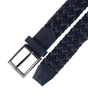 CINTURON DE CUERO TRENZADO AZUL PARA HOMBRE