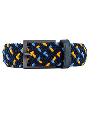Cinturon trenzado azul y amarillo para hombre ideal para regalo, a oficina o un dia casual