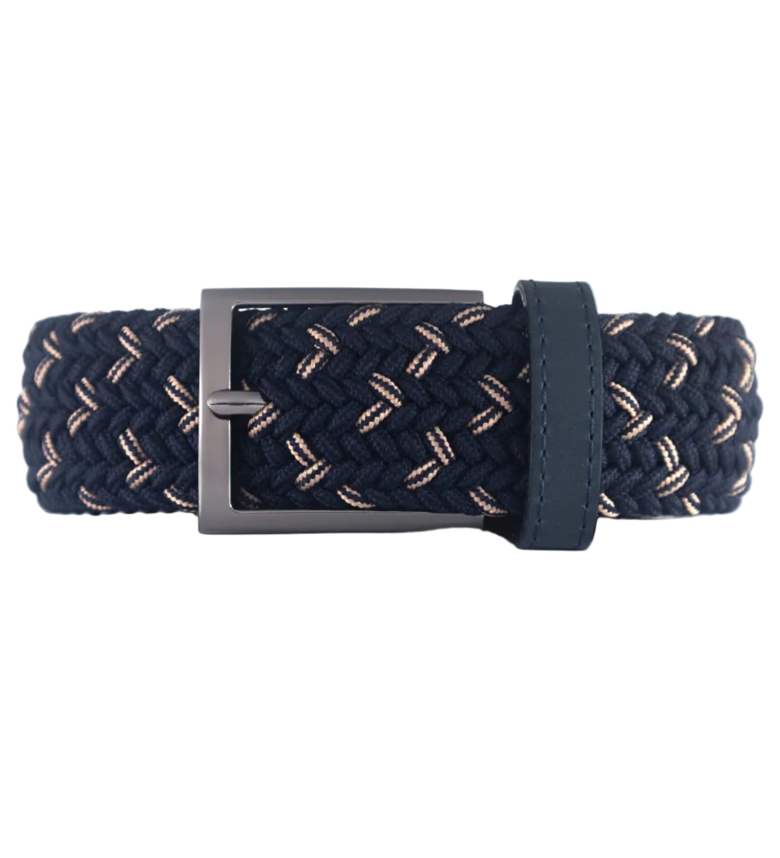 Cinturon trenzado azul y beige  hombre ideal para regalo, la oficina o un dia casual