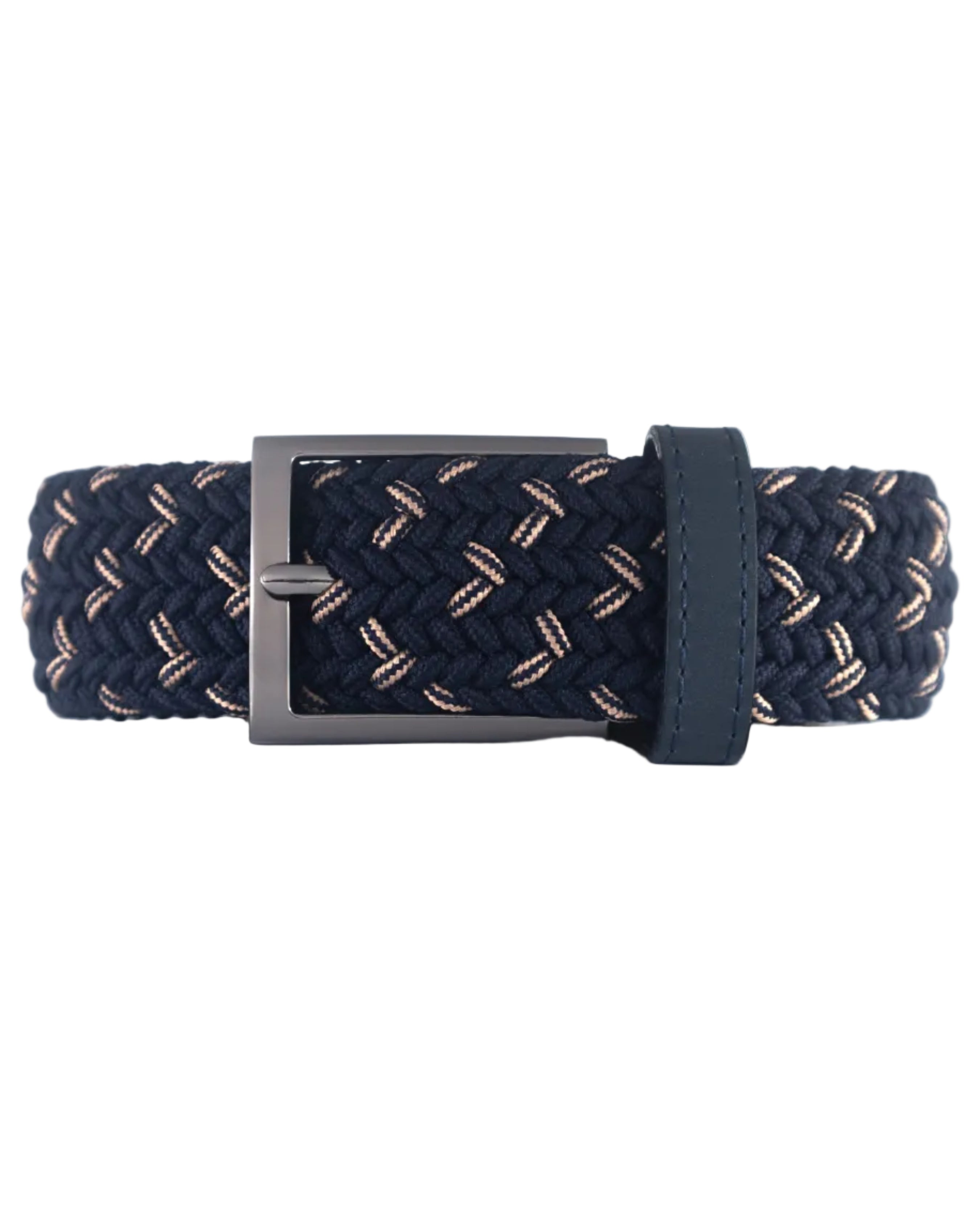 Cinturon trenzado azul y beige  hombre ideal para regalo, la oficina o un dia casual