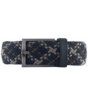 Cinturon Trenzado clasico para hombre color azul, beige y verde con hebilla gris para regalo, el trabajo o para una salida casual