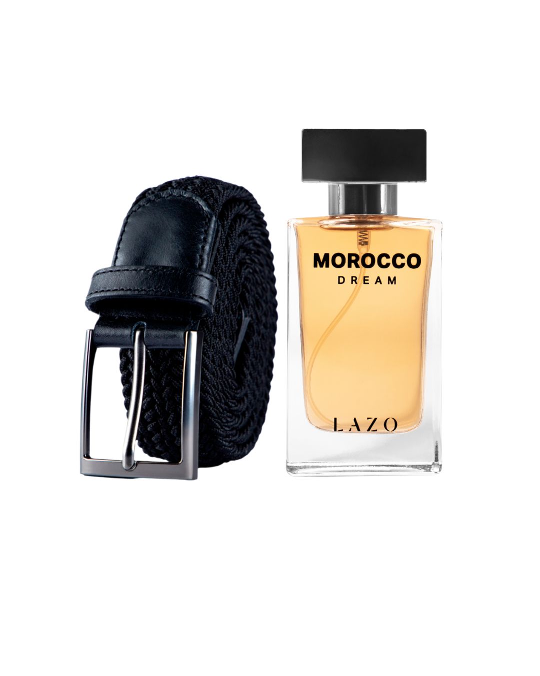 Combo de Cinturon trenzado negro mas locion para hombre