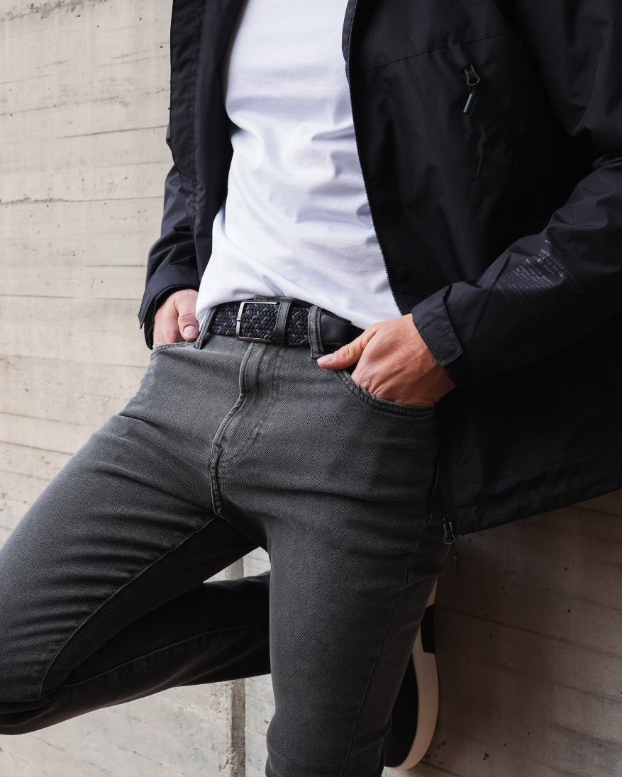 Cinturon trenzado para hombre cafe y negro 