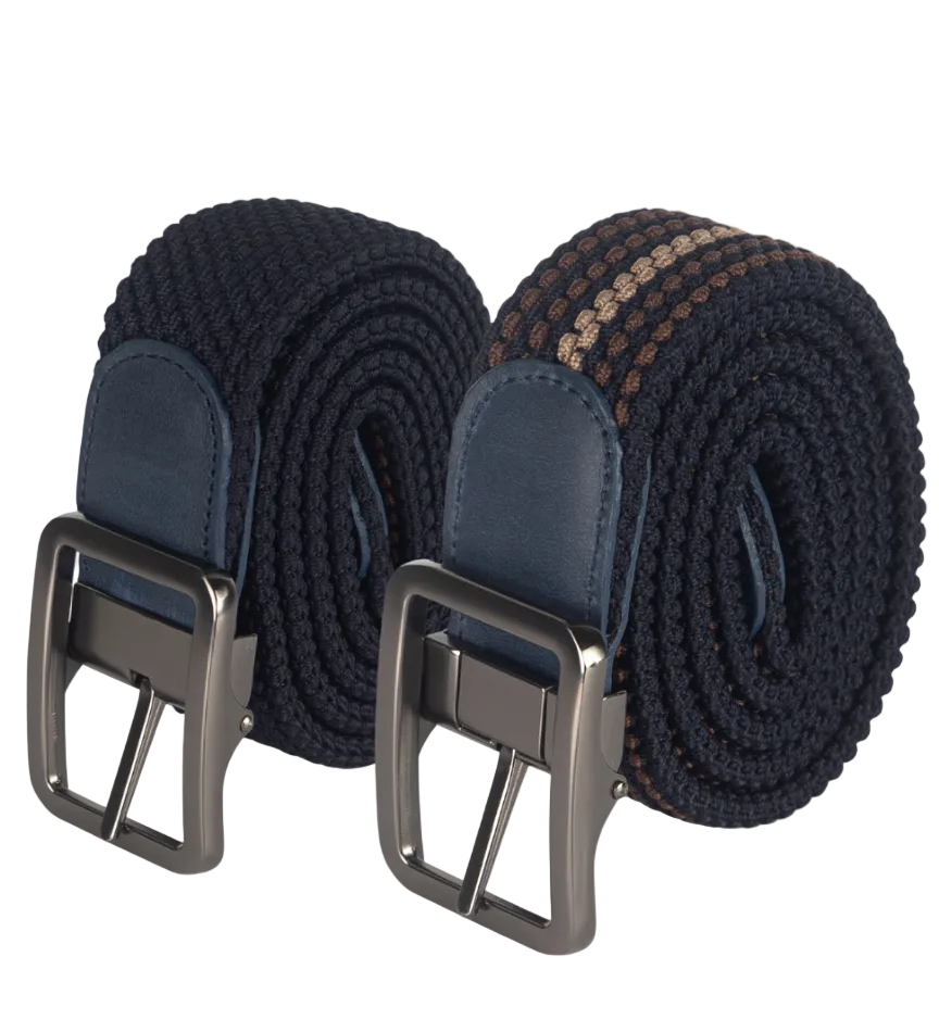Cinturon trenzado negro y cafe doblefaz para hombre ideal para regalo, la oficina o un dia casual