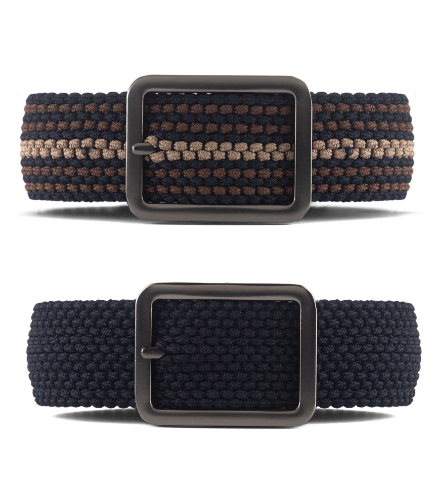 Cinturon trenzado negro y cafe doblefaz para hombre ideal para regalo, la oficina o un dia casual