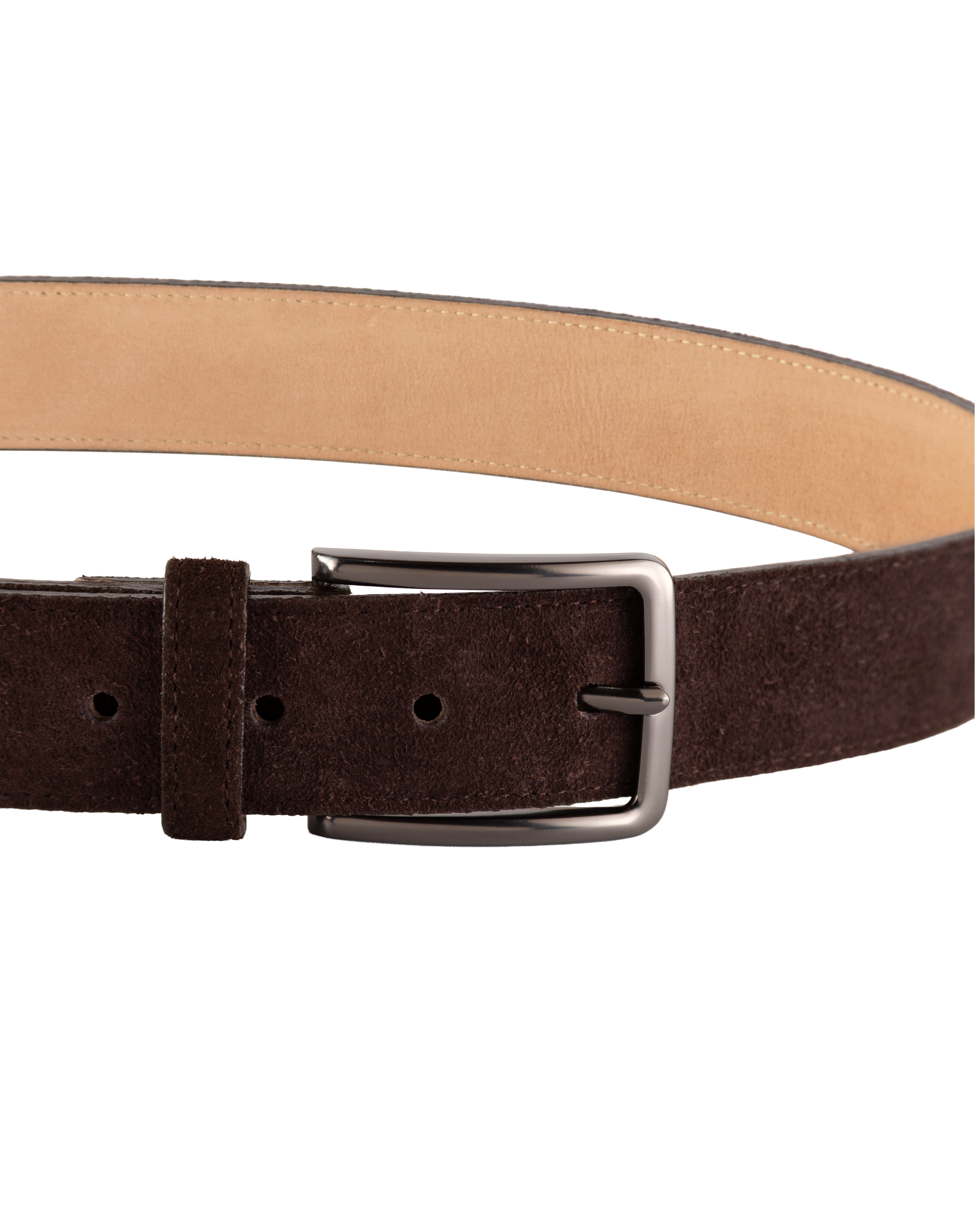Cinturon de cuero gamuza cafe para hombre