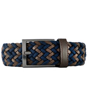 Cinturon de cuero trenzado color cafe y azul para hombre ideal para regalo, la oficina o una salida casual