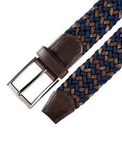 Cinturon de cuero trenzado color cafe y azul para hombre ideal para regalo, la oficina o una salida casual