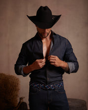 Cinturon trenzado rojo azul y negro para hombre ideal para regalo, la oficina o una salida casual