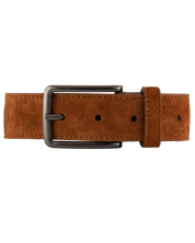 Cinturon de gamuza (cuero) cafe para hombre con hebilla gris ideal para regalo, ir a la oficina o una salida casual