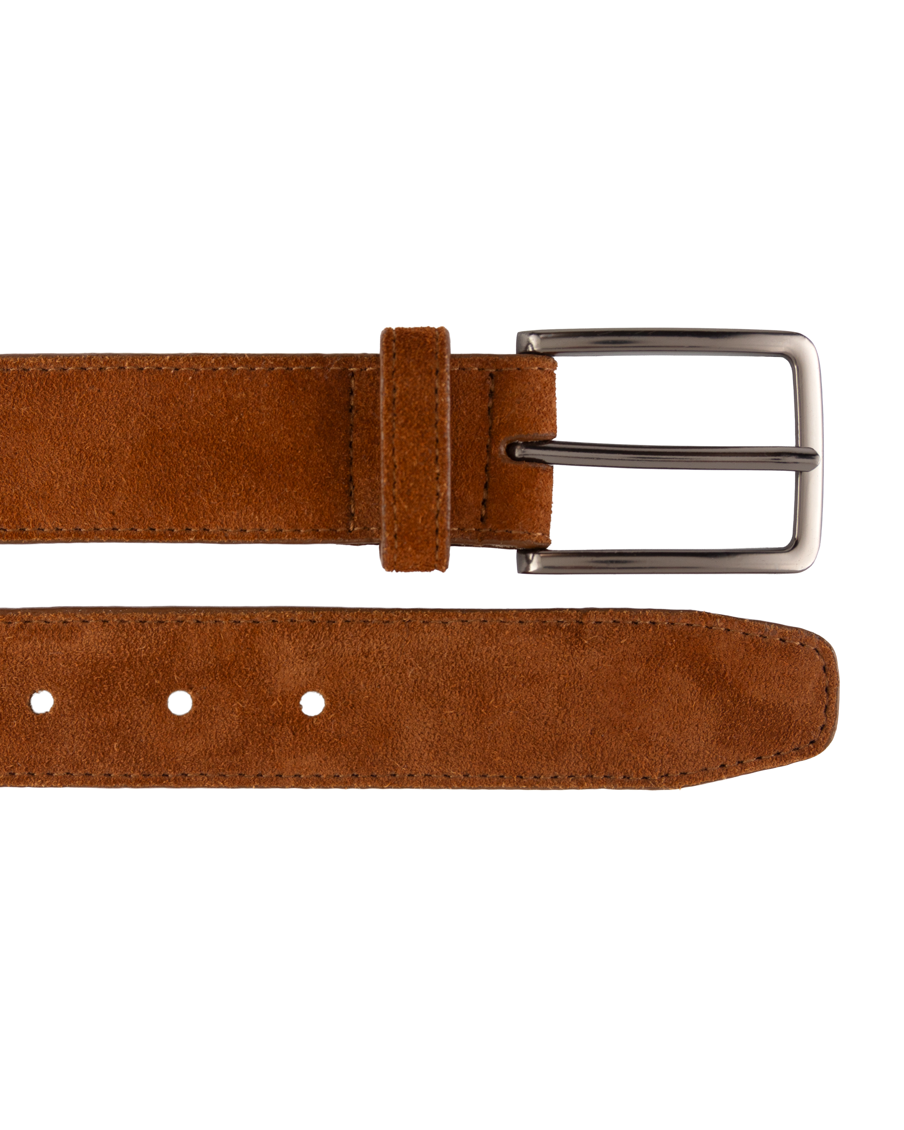 Cinturon de gamuza (cuero) cafe para hombre con hebilla gris ideal para regalo, ir a la oficina o una salida casual