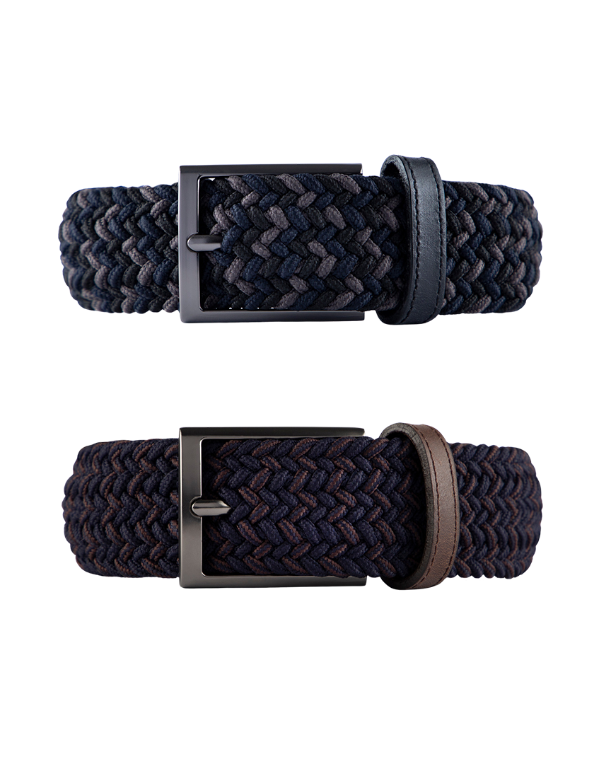 Cinturon trenzado para hombre cafe y negro 
