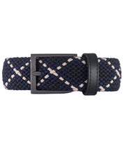 cinturon trenzado azul y beige para hombre 