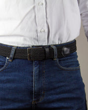Cinturon clasico trenzado azul, negro y cafe para hombre