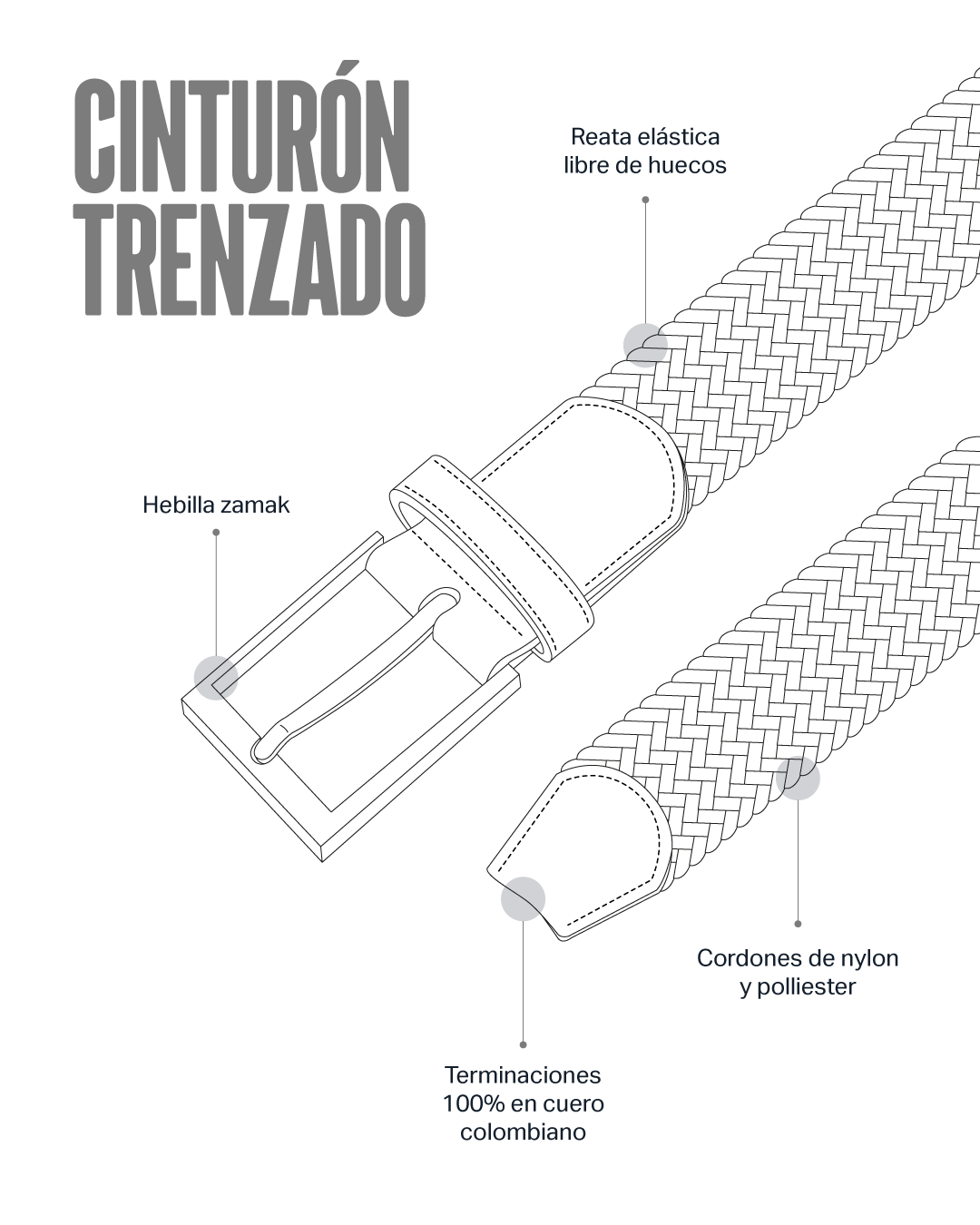 Caracteristicas de los cinturones trenzados de Lazo