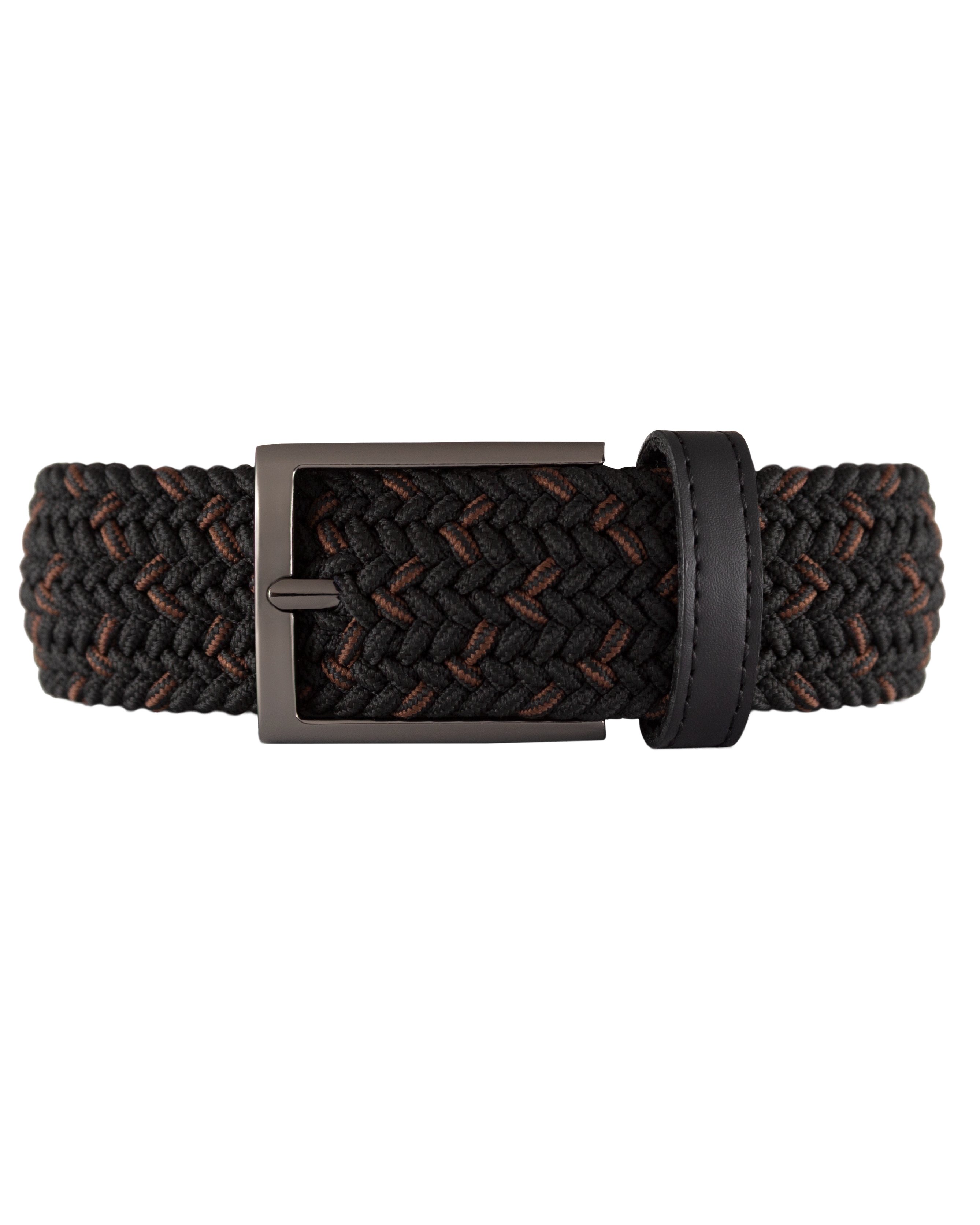 Cinturon trenzado negro y cafe para hombre ideal para regalo, la oficina o una salida casual