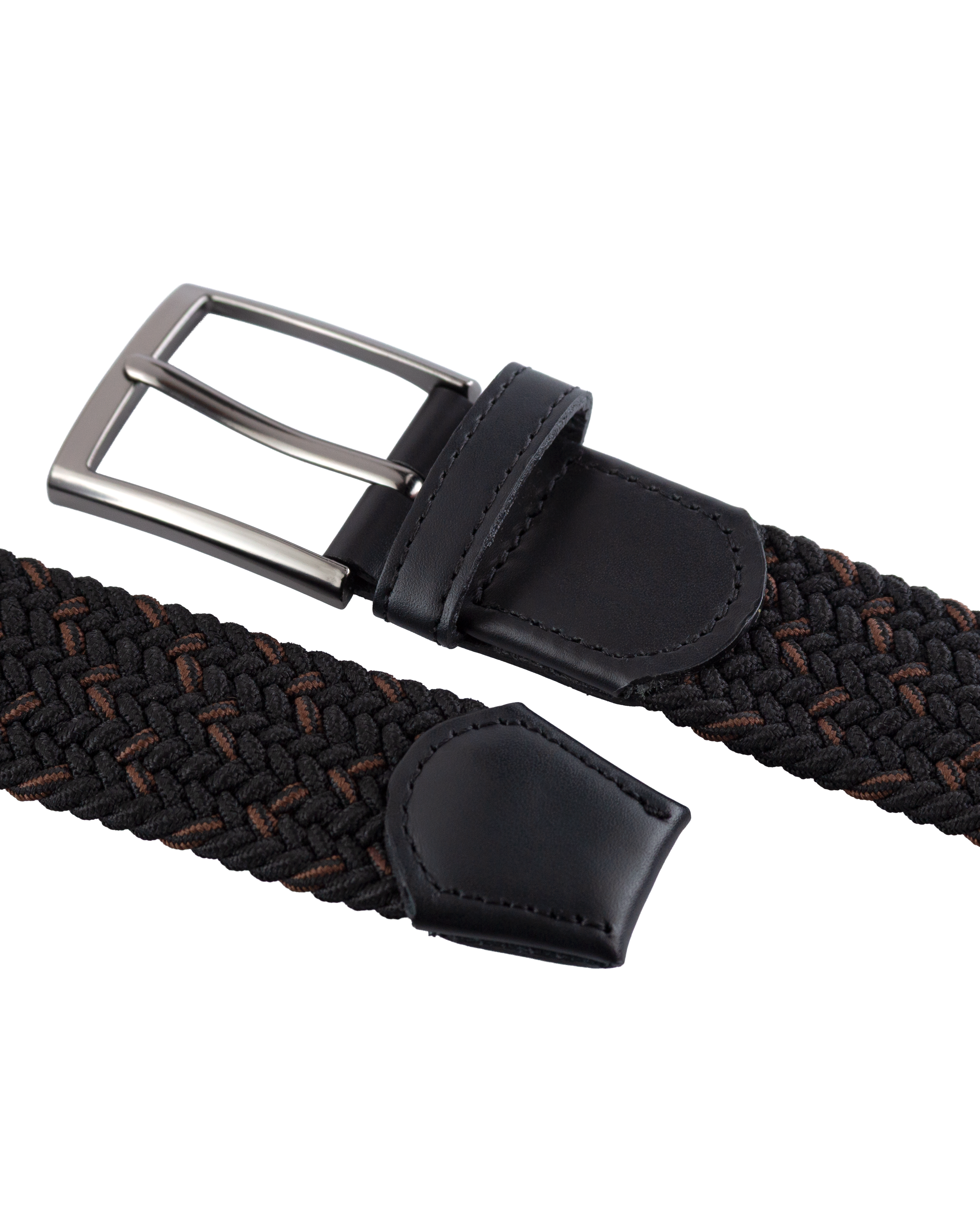 Cinturon trenzado negro y cafe para hombre ideal para regalo, la oficina o una salida casual